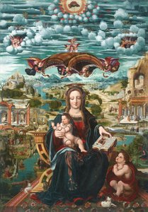 Szűzanya és gyermeke a Szent János csecsemővel alkotó: Juan de Borgoña