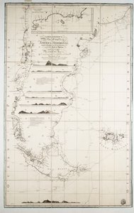Chile, Patagónia, Tűzföld és a Falkland-szigetek térképe, 1798 körül (metszet) alkotó: Juan de Langara