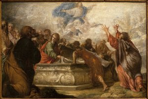 A Szűz mennybemenetele. Juan de Valdes Leal (1622-1690) festménye, olaj, vászon, 1680 körül. Szépművészeti Múzeum, Sevilla, Spanyolország.