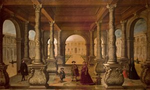 IV. Fülöp és királynője egy oszlopcsarnokban, 1630 körül (olaj, vászon)