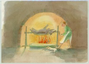 Egy középkori köpködő fiú, aki köpködik a konyhában, 2004.