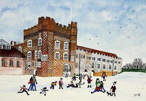 Farnham kastély, Surrey (akvarell papíron) alkotó: Judy Joel