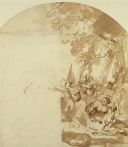 Claudius Civilis otthagyja a nőket és a gyerekeket, hogy harcoljanak Xantenben (toll és barna tinta ceruza fölött a papíron) (befejezetlen) alkotó: Jürgen Ovens