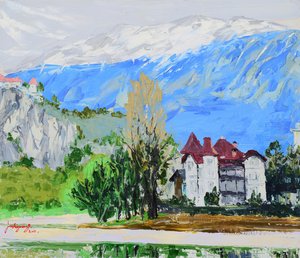 Alpesi-tó és a kastélyra nyíló kilátás alkotó: Jukyong Park