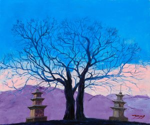 Békés pagoda a tájban alkotó: Jukyong Park