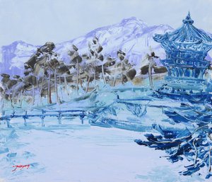 Nyugodt kék téli pagoda alkotó: Jukyong Park