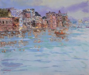 Reggel a Varanasi folyón alkotó: Jukyong Park