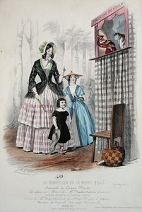 A Theater de Guignol, a „Le Moniteur de la Mode”-ból, Reville metszete (színes metszet)