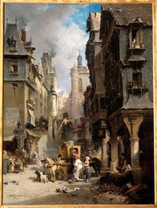 A rue de Morlaix 1830-ban Jules Achille Noel (1815-1881) festménye 1830 Quimper, Szépművészeti Múzeum