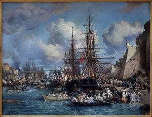 Brest kikötője (Franciaország) 1864-ben. Jules Noel (1815-1881) festménye. Olajfestmény