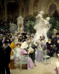 Belle epoque: "" A Salon des Artes francais péntekje""" Mondanites a párizsi Grand Palais művészeti kiállításán. Részlet. Jules Alexandre Grun (1868-1934) festménye, 1911 Rouen. Szépművészeti Múzeum