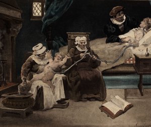 Gargamelle a bal fülénél szülte meg Gargantuát. Gargantua. Jules Garnier illusztrációja. In "Rabelais et l