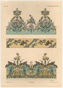 Virágminták, 44. tábla a "Fantaisies decoratives"-ból, Gillot metszete, kiadó: Jules Rouam, Librairie de l