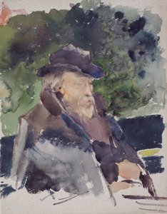 Vázlat Edward Burne-Jonesról egy csónakban, Walton-on-Thames, 1880-1884. alkotó: Jules Bastien Lepage