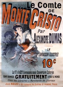 Reklámplakát Alexandre Dumas „Le Comte de Monte-Cristo” című regényének eladásáról, szerkesztette Jules Rouff, illusztrálta: Jules Cheret alkotó: Jules Cheret