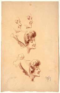 Vier Studien eines Frauenkopfes alkotó: Jules Cheret