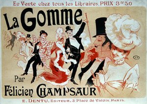 Felicien Champsaur "La Gomme" című regényének reklámplakátja, 1890 körül (színes litográfia) alkotó: Jules Cheret