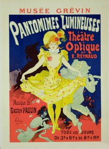 A „Pantomimes Lumineuses” plakát reprodukciója a Musee Grevinben, 1892
