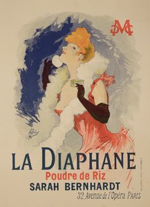 A „La Diaphane” áttetsző arcpúdert reklámozó plakát reprodukciója, Sarah Bernhardt (1844-1923) mintája, 1890