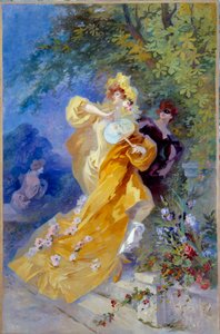 Jules Cheret (1836-1932) sárga dominó festménye, 20. század, Nizza, Musee Cheret alkotó: Jules Cheret