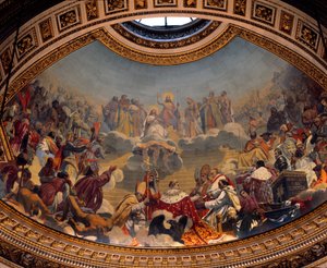 A kereszténység története és dicsőítése, a Madeleine-templom kupolájának festése (freskó) alkotó: Jules Claude Ziegler