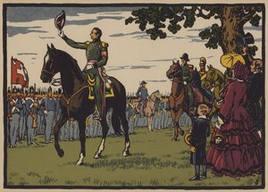 Guillaume Henri Dufour, svájci tábornok és mérnök (színes litho)