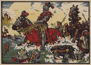 A svájciak győzelme a burgundok felett a morati csatában, 1476. június 22. (színes litó)