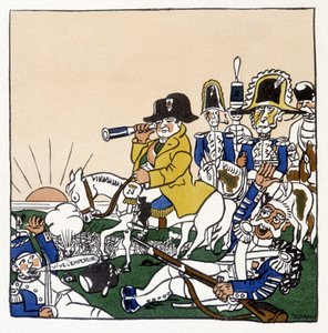 Napóleon az austerlitzi csatában (1805) - Jules Depaquit „Histoire de France”-jában, ill. egyedül, szerk. jonquières, Párizs