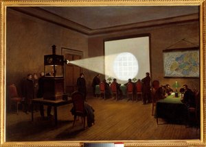 Mikrofilmek vetítése a központi táviratban 1870 novemberében Jules Didier festménye
