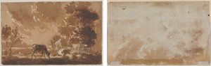 Táj szarvasmarhával (recto) Szarvasmarha (fordítva) alkotó: Jules Dupré