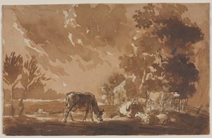 Táj szarvasmarhákkal, 1800-as évek második vagy utolsó harmada. alkotó: Jules Dupré