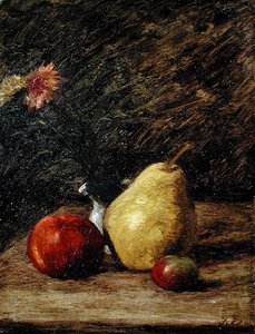 Csendélet körtével alkotó: Jules Dupré