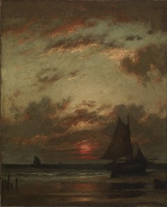 Naplemente a tengerparton alkotó: Jules Dupré