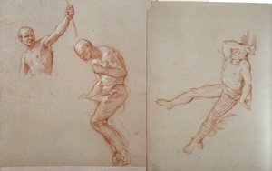 Amerika indiánja: "" Etude de horalier indien"" A la sanguine rajza: Jules Emile (Jules-Emile) Saintin (1829-1894) 19. századi Blerancourt, francia-amerikai múzeum