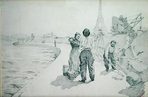 Kilátás a Szajna partjára, Párizs alkotó: Jules Ernest Renoux