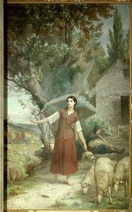 Jeanne of Arc (1412-1431) 13 évesen Domremyben, szülővárosában, Lotaringiában tartja apja juhait. Jules Lenepveu (1819-1898) festménye: 19. századi Párizs, Pantheon