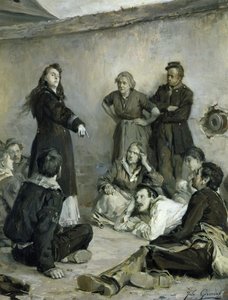 Louise Michel (1830-1905) Beszélgetés a kommunáriusokkal (olaj, vászon)