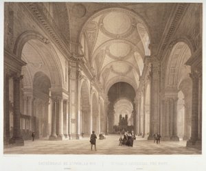 A Szent Pál-székesegyház hajója kelet felé néz a kórus felé, London City, 1850