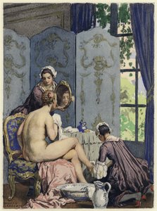 Illusztráció Casanova emlékirataihoz (színes litográfia) alkotó: Jules Marie Auguste Leroux