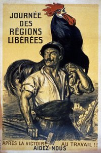 "Journee des Regions Liberees", a háború utáni újjáépítést hirdető plakát