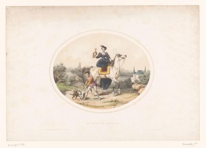 Nemesasszony sólyom lóháton Return au château (cím a tárgyon) alkotó: Jules Marie Desandre