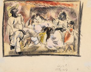 Egy férfi, két nő, két gyerek (wc papíron) alkotó: Jules Pascin