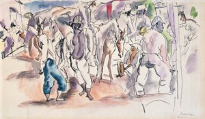 Figurák és lovak (wc papíron) alkotó: Jules Pascin