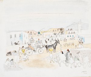 Táj kocsival és alakokkal, Tunisz alkotó: Jules Pascin