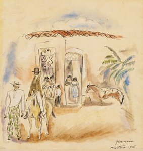 Táj figurákkal, Havanna, 1915 (wc papíron) alkotó: Jules Pascin