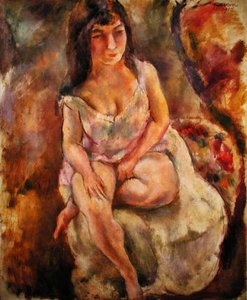 Ülő félmeztelen alkotó: Jules Pascin