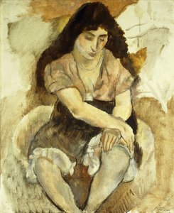 Fiatal nő ül; Ülő fiatal lány, 1921 alkotó: Jules Pascin