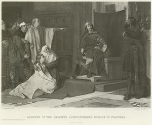 Baldwin of the Chatchet igazságot szolgáltat Flandriában (mélynyomás) alkotó: Juliaan de Vriendt
