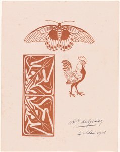 Pillangó, kakas és levél munka alkotó: Julie de Graag (signed by artist)