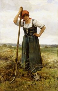Vasvillára támaszkodó parasztasszony,